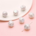 Irregular pearl white acrylic beads with iridescent finish and pre-drilled holes for DIY - Size approx 16mm Hole approx 2mm / White