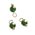 Three faceted olive green glass crystal charms with gold findings for DIY jewelry making - 4mm (1.5mm Hole) 5 Pieces/Pack / Ball Bead Dark Green