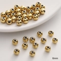 Polished 6mm gold stainless steel round loose beads for jewelry making and DIY - 6mm (Hole Approx 1.5mm) / Gold