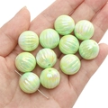 Iridescent light green striped acrylic beads for DIY jewelry making and bracelets - 5 Pieces (Approx 14g) / Green (Approx 16mm/Hole 2mm)