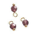 Three deep purple faceted crystal glass pendants with gold beads for DIY jewelry making - 4mm (1.5mm Hole) 5 Pieces/Pack / Ball Bead Purple