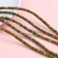 Flat round Unakite stone beads for DIY jewelry making with green and red patterns - 2x4mm (Hole Approx. 0.8mm), 38cm/Strand (Approx. 160 Beads) / Unakite