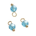 Light blue faceted glass bead charms with gold metal rings for DIY jewelry making - 4mm (1.5mm Hole) 5 Pieces/Pack / Ball Bead Lake Blue