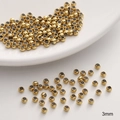DIY jewelry making 3mm round golden polished metal spacer beads for bracelets - 3mm (Hole Approx 1.5mm) / Gold