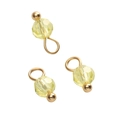 Three light yellow faceted 4mm glass bead pendants with gold metal loops for DIY jewelry - 4mm (1.5mm Hole) 5 Pieces/Pack / Ball Bead Yellow