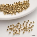 Golden 2.5mm stainless steel beads with polished finish for DIY jewelry making - 2.5mm (Hole Approx 1mm) / Gold