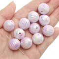 Iridescent purple acrylic pumpkin beads with vertical stripes for DIY jewelry making - 5 Pieces (Approx 14g) / Purple (Approx 16mm/Hole 2mm)