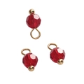 Three red faceted glass bead charms with gold metal loops for DIY jewelry making - 4mm (1.5mm Hole) 5 Pieces/Pack / Ball Bead Red