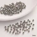 Bulk 3mm polished stainless steel spacer beads for DIY jewelry making in silver - 3mm (Hole Approx 1.5mm) / Steel