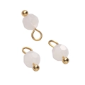 Three milky white faceted 4mm glass ball pendants with golden top and loop ring - 4mm (1.5mm Hole) 5 Pieces/Pack / Ball Bead White