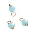 Three light blue faceted glass ball charms with gold metal rings for DIY jewelry making - 4mm (1.5mm Hole) 5 Pieces/Pack / Ball Bead Light Blue