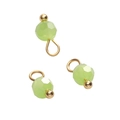 Three faceted light green 4mm glass ball pendants with gold connectors for DIY jewelry - 4mm (1.5mm Hole) 5 Pieces/Pack / Ball Bead Green
