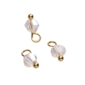 Three 4mm faceted clear glass bead charms with gold pins and loops for DIY jewelry making - 4mm (1.5mm Hole) 5 Pieces/Pack / Bicone Bead AB Iridescent