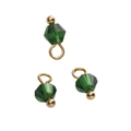 Three deep green faceted crystal glass bead pendants with gold loops for DIY jewelry making - 4mm (1.5mm Hole) 5 Pieces/Pack / Bicone Bead Dark Green