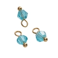 Light blue faceted glass ball pendant with gold metal loop for DIY jewelry making - 4mm (1.5mm Hole) 5 Pieces/Pack / Bicone Bead Lake Blue
