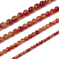 Polished natural red and yellow marble round beads in four sizes for DIY jewelry making - Watermelon Quartz