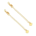 14K gold filled extension chains with lobster clasp and heart pendant for DIY jewelry - Textured Heart Style (14K Gold Plated) / 1 Piece (Total Length 7.5cm)