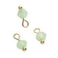 Three light green faceted glass bead pendants with gold metal pin hooks for DIY jewelry - 4mm (1.5mm Hole) 5 Pieces/Pack / Bicone Bead Green