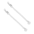 Silver-plated 14K gold extension chain with lobster clasp and engraved heart pendant - Textured Heart Style (Platinum Plated) / 1 Piece (Total Length 7.5cm)