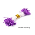 Estambres de flores artificiales morados de doble cabeza para DIY 60mm 90 piezas - Estambre Perlado de Yeso (C0876) / 1mmx60mm (90 Piezas/Paquete)