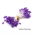 Estambres de flores púrpuras perlados 3x60mm para accesorios de flores hechos a mano 90pz - Estambre Perlado (C0876) / 3mmx60mm (90 Piezas/Paquete)
