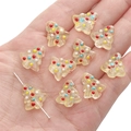 Perles en verre peintes à la main en forme de sapin de Noël pour bijoux DIY - Forme de sapin de Noël / 15x16mm (Trou d'environ 1mm) / Beige