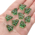 Perles en verre peint en forme de sapin de Noël vert pour la création de bijoux DIY - Forme de sapin de Noël / 15x16mm (Trou d'environ 1mm) / Vert