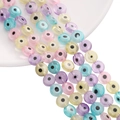 Flat colorful Evil Eye resin beads in pastel shades for handmade bracelet jewelry making - 1mm / 8mm / 1 Strand/Pack (Approx. 48 Pcs) / Random Mixed Colors