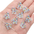Perles en verre en forme de sapin de Noël avec points colorés pour bijoux DIY - Forme de sapin de Noël / 15x16mm (Trou d'environ 1mm) / Bleu