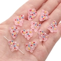 Perles sapin de Noël roses translucides avec pois colorés pour bijoux artisanaux - Forme de sapin de Noël / 15x16mm (Trou d'environ 1mm) / Rose