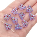 Perle en verre violette peinte à la main en forme de sapin pour création de bijoux DIY - Forme de sapin de Noël / 15x16mm (Trou d'environ 1mm) / Violet