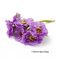 Margaritas artificiales púrpuras 110mm flores de gasa para DIY 6 piezas bolsa - Flor Pequeña (C0876) / 110mm (6 Piezas/Paquete)