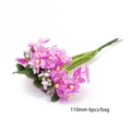Ramo de flores de gasa púrpura con estambres amarillos para manualidades DIY, largo 110mm - Flor Pequeña (C0876) / 110mm (6 Piezas/Paquete)