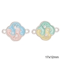Dual-sided 17x12mm enamel flower charms with bird pattern for DIY jewelry making - Double Loop Pearlescent Dual Birds / 1 Piece (Approx 17x12mm)
