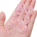 Cuentas de anillo rosa traslúcido con patrón de nubes para joyería de bricolaje DIY - 25mm x 13.5mm x 5.5mm (5 Piezas/Paquete) / Rosa Transparente