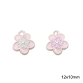 Pink plum blossom alloy pendants with oil drip finish for DIY jewelry 12x10mm - Peach Blossom Double-Sided Tag / 12x10mm
