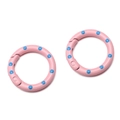 Anneau à ressort 25mm rose à pois bleus en alliage pour accessoires de porte-clés DIY - Rose