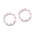 Fermoir anneau à ressort en alliage blanc à pois roses de 25mm pour porte-clés DIY - Blanc