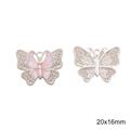 Pink enamel butterfly pendant charm in matte silver alloy for DIY jewelry making 20x16mm - 20x16mm / Gradient Pink Hollow Butterfly
