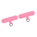Set of two pink Oxford fabric lanyard patches with metal D-rings for phone cases - Pink