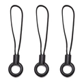 Set of 3 black nylon braided phone lanyards with matte ring buckle for DIY keychains - Type 1 (Length about 7) / Solid Black