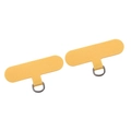 Pair of bright yellow Oxford fabric phone lanyard patches with durable black metal D-rings - Yellow