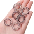 Perline ad anello in vetro moiré viola con spirali dorate per collane e braccialetti fai-da-te - 25mm x 13.5mm x 5.5mm (5 Pezzi/Confezione) / Nero