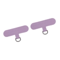 Pack of 2 lavender Oxford cloth phone lanyard tabs with silver D-rings for DIY accessories - Purple