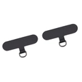 Set of two black Oxford cloth phone lanyard pads with metal D-ring for DIY accessories - Black