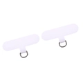 Pair of white Oxford cloth phone lanyard patches with durable silver metal D-rings - White
