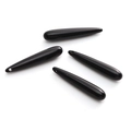 Set of four shiny black resin teardrop pendant beads for DIY handmade jewelry crafts - 6x33mm (5 Pieces/Pack) / Black