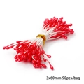 3x60mm bright red artificial flower stamen with white cotton stem for DIY crafts 90pcs - Style 03 Pearlescent Stamen / 3mm x 60mm (90 Pieces/Pack) / Red