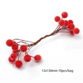 Tiges de baies de houx rouges givrées artificielles pour artisanat, 12x130mm, 10 pièces par sac - Style 07 Baie Givrée