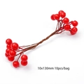 Tiges de baies rouges artificielles pour bricolage avec finition brillante 10x130mm - Style 08 Baie Brillante